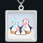 Collar Plateado Familia Penguin<br><div class="desc">Pendiente de personalizable.</div>