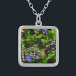 Collar Plateado Flor morada y abeja burbuja<br><div class="desc">Flor de abeja púrpura y burbujas amarillas y negras. Foto de Sandy Closs tomada en Lake Arrowhead morado,  "bálsamo de abeja",  flor,  flores,  floral,  primavera,  cereza,  cerezas,  jardín,  boda,  bodas, </div>