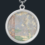 Collar Plateado Flores blancas en el fondo de la prensa<br><div class="desc">El fondo de la prensa y el fondo de color profundo casi esconden las flores blancas que son el foco de este cuadro de Jennifer Goldberger. Una impresión única y atractiva,  ¡podría hacer un buen regalo para alguien que ama el arte vanguardista!</div>