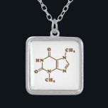 Collar Plateado Fórmula química molecular de teobromina de chocola<br><div class="desc">Teobromina de chocolate / Molécula de Xantheose ~ Compuesto orgánico de fórmula esquelético químico. Globe Trotters se especializa en imágenes idiosincrásicas de todo el mundo. Aquí encontrará tarjetas de felicitación únicas,  postales,  Posters,  Mousepads y más.</div>