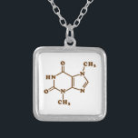 Collar Plateado Fórmula química molecular de teobromina de chocola<br><div class="desc">Teobromina de chocolate / Molécula de Xantheose ~ Compuesto orgánico de fórmula esquelético químico. Globe Trotters se especializa en imágenes idiosincrásicas de todo el mundo. Aquí encontrará tarjetas de felicitación únicas,  postales,  Posters,  Mousepads y más.</div>