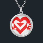 Collar Plateado Guay Love Graphic, rojo<br><div class="desc">diseño de logotipo gráfico personalizado. AMOR en rojo.</div>