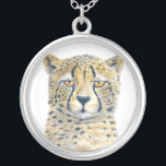 Collar Plateado Guepardo<br><div class="desc">Retrato acuarela de chita</div>