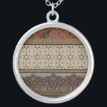 Collar Plateado Heirloom Textil con patrones decorativos<br><div class="desc">Impresión de un textil decorativo de la herencia por June Erica Vess. Presenta motivos florales en un fondo de color marrón. Si te gustan los tonos tierra y las flores,  esta es la compra para ti.</div>