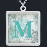 Collar Plateado Inicial | Spray de flores no embellecido III<br><div class="desc">Floral</div>