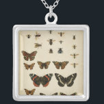 Collar Plateado Insectos de jardín por Vision Studio<br><div class="desc">¡Esta pieza de Vision Studio es un sueño de los entomólogos! Los insectos de los jardines se dibujan sobre un fondo crema,  con un detalle magnífico. Si te gustan los insectos,  ¡este es el papel para ti!</div>