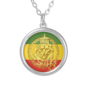 Collar Plateado Jah Rastafari León de Oro de Judá