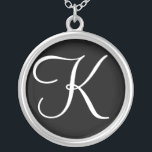 Collar Plateado K Monograma Personalizado Pendant Necklace<br><div class="desc">K Monograma Personalizado Pendant Necklace.</div>