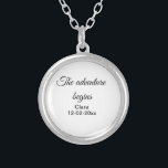 Collar Plateado La aventura comienza a añadir nombre fecha año lug<br><div class="desc">Diseño</div>