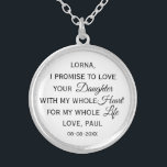 Collar Plateado La madre del regalo de la Boda de la novia desde G<br><div class="desc">Hermoso y clásico regalo para la Madre de la BRIDE de Groom personalizado con el nombre de la Madre de la Novia,  el nombre de Groom y la fecha boda</div>