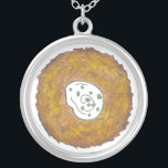 Collar Plateado Latke Potato Pancakes Jewish Cuisine Foodie<br><div class="desc">El diseño presenta un original ilustracion de marca de un delicioso panqueque de patata de latke con crema agria, un producto básico de la cocina judía de vacaciones. ¡Ideal para las celebraciones de Hanukkah! Este diseño de latkes de Chanukah también está disponible en otros productos. En esta tienda también hay...</div>