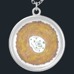 Collar Plateado Latke Potato Pancakes Jewish Cuisine Foodie<br><div class="desc">El diseño presenta un original ilustracion de marca de un delicioso panqueque de patata de latke con crema agria, un producto básico de la cocina judía de vacaciones. ¡Ideal para las celebraciones de Hanukkah! Este diseño de latkes de Chanukah también está disponible en otros productos. En esta tienda también hay...</div>