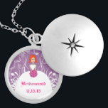 Collar Plateado Lavender Boda Redhead Bridesmaid<br><div class="desc">Collares Keepsake Elija ya sea el acabado plateado de oro o el Personalizado exclusivo de plata estéril !st Navidades Boda regalo Keepsake Wedding Party Necklaces - para cambiar el color de fondo - haga clic en personalizar - haga clic en editar - elija la última herramienta en el menú desplegable...</div>