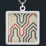 Collar Plateado Líneas gráficas azul y naranja<br><div class="desc">Naranja gráfico y líneas azules atraviesan este artículo de Chariklia Zarris. La línea del naranja atraviesa la mayor parte del trabajo,  mientras que las líneas del blues tienen un patrón perceptible para ellos. ¿A qué esperas para crear ya el tuyo?</div>