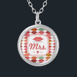 Collar Plateado Lips Sra Hipster Vintage Retro Bride<br><div class="desc">Lips Sra Hipster Vintage Retro Bride</div>