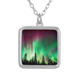Collar Plateado Luces boreales de Aurora