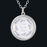 Collar Plateado Madre de la corona floral de la novia Lavender<br><div class="desc">Madre de la novia Lavender floral collar de correa</div>