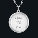 Collar Plateado Madre De La Novia Elegante Regalo Clásico 2023<br><div class="desc">'Madre de la novia' impresa en un texto hermoso y elegante,  este es un regalo perfecto o un favor de fiesta para la madre de la novia. Puede personalizar cambiando el texto como desee.</div>