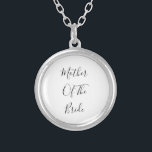 Collar Plateado Madre De La Novia Elegante Regalo Clásico 2023<br><div class="desc">'Madre de la novia' impresa en un texto hermoso y elegante,  este es un regalo perfecto o un favor de fiesta para la madre de la novia. Puede personalizar cambiando el texto como desee.</div>