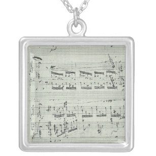 Collar Plateado Manuscrito de la música del Polonaise de Chopin
