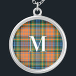 Collar Plateado Margen verde rojo marcado Monograma Rústico Tartán<br><div class="desc">Rellene sus necesidades de regalos con este lindo clan de manitas murray tartan collar para cualquier ocasión especial,  incluyendo cumpleaños,  aniversarios,  vacaciones</div>