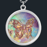 Collar Plateado MARIPOSA EN BOMBAS , verde azul<br><div class="desc">Mariposa elegante y colorida. Pintura con Relieve metalizado dorado y plateado.</div>