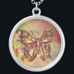 Collar Plateado MARIPOSA EN ESPALOS , amarillo marrón<br><div class="desc">Mariposa elegante y colorida. Pintura con Relieve metalizado dorado y plateado.</div>