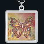 Collar Plateado MARIPOSA EN ESPALOS , amarillo marrón<br><div class="desc">Mariposa elegante y colorida. Pintura con Relieve metalizado dorado y plateado.</div>