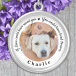 Collar Plateado Mascota Memorial Personalizado Foto Perra<br><div class="desc">Honra a tu mejor amiga con un collar conmemorativo de un mascota de fotos personalizado. Este único recuerdo es el regalo perfecto para que usted, su familia o amigos rindan homenaje a su ser querido. Este exclusivo collar de recuerdo de perros presenta un diseño sencillo en blanco y negro con...</div>