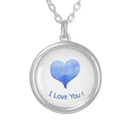 Collar Plateado Me Encanta Tu Corazón Azul Cute Valentine