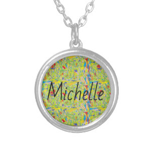 Collar Plateado Michelle abstract art retro look confetti look