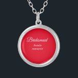 Collar Plateado Mínimo simple dama de honor rosa agregar nombre añ<br><div class="desc">Diseño</div>