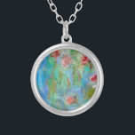 Collar Plateado ** Monet Lily Pond Floral AR40 Vintage<br><div class="desc">JEWELRY CON INTENCIÓN (r) - Apoya sus intenciones enérgicamente. Collar ROUND Plata Flores Diseño Floral Flores Enérgicamente Mejoradas Flores Floral Lotus Water Lily - Arte Clásico - Grunge Monet Water Lilies Floral Clásico Famoso Pintura Artista Único Creativo Moderno y Romántico Decoración Monet Lily Pond Floral Vintage con fondo falso Resumen...</div>