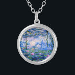 Collar Plateado Monet: Water Lilies 1919, famosa pintura,<br><div class="desc">Claude Monet: Water Lilies Red,  1919,  hermosa pintura de arte fino</div>