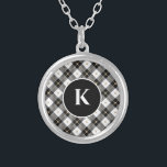 Collar Plateado Monograma blanco negro dorado personalizado<br><div class="desc">Cajada personalizada Monogramada en blanco negro y plateado dorado</div>