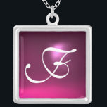 Collar Plateado Monograma De Gema Ametista Rosa<br><div class="desc">Diseño elegante y único con piedra de piedra. Modelación y renderización de nodrizas muy precisas en el estudio 3D Max de Bulgan Lumini.Parte de la serie Hyper Talismans.</div>