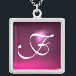 Collar Plateado Monograma De Gema Ametista Rosa<br><div class="desc">Diseño elegante y único con piedra de piedra. Modelación y renderización de nodrizas muy precisas en el estudio 3D Max de Bulgan Lumini.Parte de la serie Hyper Talismans.</div>