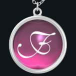 Collar Plateado Monograma De Gema Ametista Rosa<br><div class="desc">Diseño elegante y único con piedra de piedra. Modelación y renderización de nodrizas muy precisas en el estudio 3D Max de Bulgan Lumini.Parte de la serie Hyper Talismans.</div>