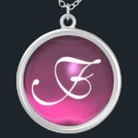 Collar Plateado Monograma De Gema Ametista Rosa<br><div class="desc">Diseño elegante y único con piedra de piedra. Modelación y renderización de nodrizas muy precisas en el estudio 3D Max de Bulgan Lumini.Parte de la serie Hyper Talismans.</div>
