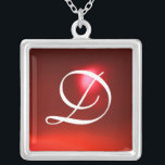 Collar Plateado Monograma de goma roja<br><div class="desc">Diseño elegante y único con piedra de piedra. Modelación y renderización de nodrizas muy precisas en el estudio 3D Max de Bulgan Lumini.Parte de la serie Hyper Talismans.</div>