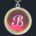 Collar Plateado Monograma de goma roja rosa<br><div class="desc">Diseño elegante y único con piedra de piedra. Modelación y renderización de nodrizas muy precisas en el estudio 3D Max de Bulgan Lumini.Parte de la serie Hyper Talismans.</div>