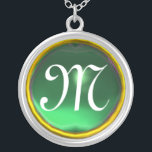 Collar Plateado Monograma de Jade Gem<br><div class="desc">Diseño elegante y único con piedra de piedra. Modelación y renderización de nodrizas muy precisas en el estudio 3D Max de Bulgan Lumini.Parte de la serie Hyper Talismans.</div>