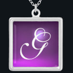 Collar Plateado Monograma de la Gema Ametista Púrpura<br><div class="desc">Diseño elegante y único con piedra de piedra. Modelación y renderización de nodrizas muy precisas en el estudio 3D Max de Bulgan Lumini.Parte de la serie Hyper Talismans.</div>