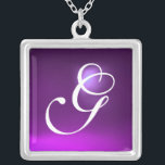 Collar Plateado Monograma de la Gema Ametista Púrpura<br><div class="desc">Diseño elegante y único con piedra de piedra. Modelación y renderización de nodrizas muy precisas en el estudio 3D Max de Bulgan Lumini.Parte de la serie Hyper Talismans.</div>
