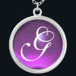 Collar Plateado Monograma de la Gema Ametista Púrpura<br><div class="desc">Diseño elegante y único con piedra de piedra. Modelación y renderización de nodrizas muy precisas en el estudio 3D Max de Bulgan Lumini.Parte de la serie Hyper Talismans.</div>