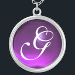 Collar Plateado Monograma de la Gema Ametista Púrpura<br><div class="desc">Diseño elegante y único con piedra de piedra. Modelación y renderización de nodrizas muy precisas en el estudio 3D Max de Bulgan Lumini.Parte de la serie Hyper Talismans.</div>