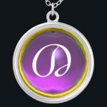 Collar Plateado Monograma de la Gema Ametista Púrpura<br><div class="desc">Diseño elegante y único con piedra de piedra. Modelación y renderización de nodrizas muy precisas en el estudio 3D Max de Bulgan Lumini.Parte de la serie Hyper Talismans.</div>