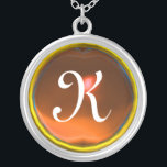 Collar Plateado Monograma de naranja Agate Gem<br><div class="desc">Diseño elegante y único con piedra de piedra. Modelación y renderización de nodrizas muy precisas en el estudio 3D Max de Bulgan Lumini.Parte de la serie Hyper Talismans.</div>