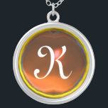 Collar Plateado Monograma de naranja Agate Gem<br><div class="desc">Diseño elegante y único con piedra de piedra. Modelación y renderización de nodrizas muy precisas en el estudio 3D Max de Bulgan Lumini.Parte de la serie Hyper Talismans.</div>