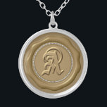 Collar Plateado *~* Monograma de sellado de cera de cebo de diaman<br><div class="desc">Pendente mejorado energéticamenteLa letra "A" PLANTA DE PLACA DE SELLO DE CERDO DE CERDO DE LA CERA ORO. SELLOS DE CERRADURA / PEGATINAS STAMPS - Ideal para un sobre especial, fiestas de celebración de eventos favoritos y más. El diseño es ELEGANTE CLÁSICO y RICO. Los falsos DIAMANTES le dan una...</div>